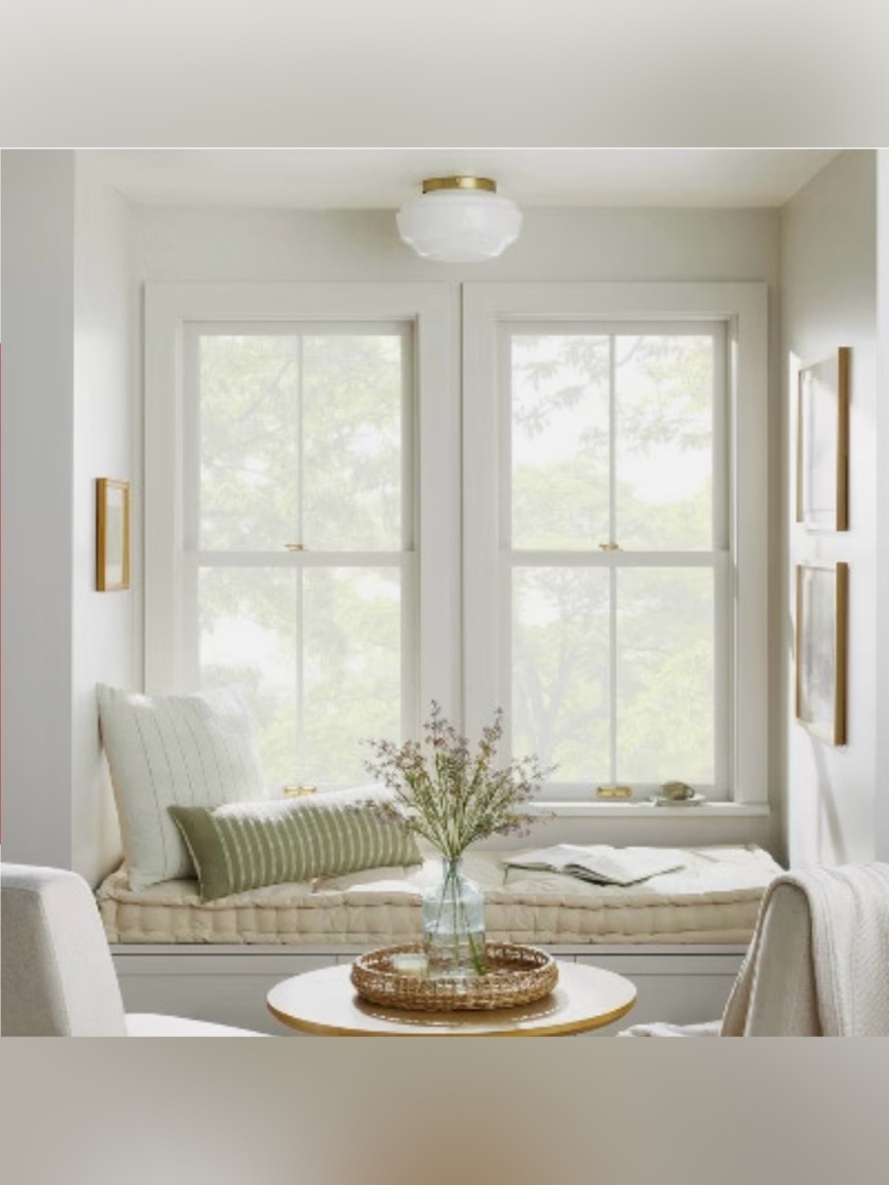 2PK Hearth and Hand Magnolia Milk Glass Flush Mount Celling Light Brass Finish - Picture 3 of 6